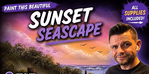 Group Painting Class for Beginners - 6pm - Sunset Seascape Saturday 6-6-26 at 6pm