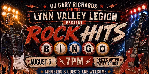 Rock Hits Bingo at the Lynn Valley Legion! \ud83e\udd18\ud83c\udfb8