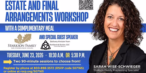 TWO FREE ESTATE AND FINAL ARRANGEMENTS WORKSHOPS WITH A COMPLIMENTARY MEAL