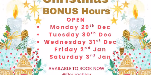 Christmas BONUS OPENING Hours