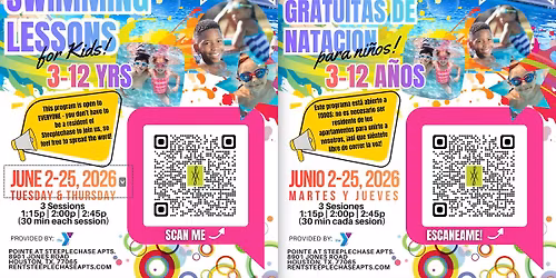 FREE SWIMMING LESSONS |Jun 2-25, 2026 | GRATIS CLASES DE NATACI\u00d3N