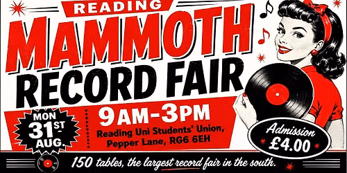 READING UNI RECORD FAIR Mon 31st AUG. Rock, Punk, Soul, Indie, Reggae, Metal, Pop, Psych, Funk, Prog