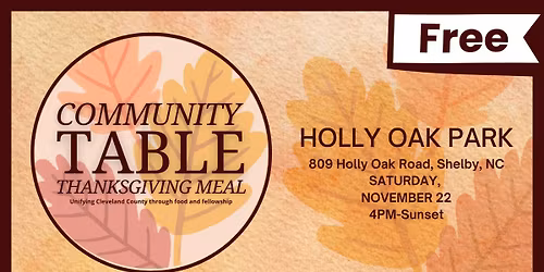 Community Table Thanksgiving Meal-Holly Oak Park