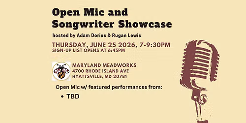 JUNE 2026 Open Mic & Songwriter Showcase