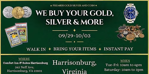 Harrisonburg, VA Roadshow- A free, Five Day Only Buying Event