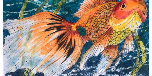 Watercolor batik goldfish 