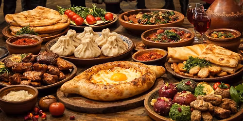 Georgisk  mat kulturkaf\u00e9 \ud83c\uddec\ud83c\uddea\ud83c\uddf3\ud83c\uddf4( georgisk dans, musikk og en khinkali-mesterklasse)