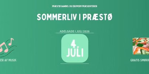 Sommerliv i Pr\u00e6st\u00f8 - Musik og gratis sm\u00f8rrebr\u00f8d