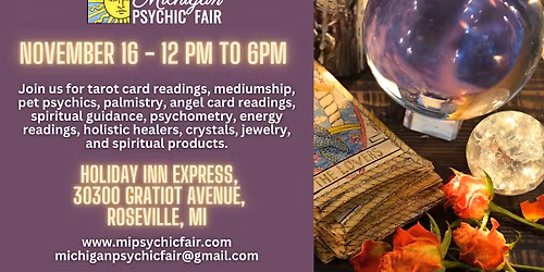 Michigan Psychic Fair Roseville 16, 2025, Roseville, MI
