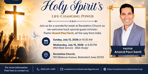 Come Experience the Holy Spirit's Life-Changing Power with Guest Speaker Anand Paul