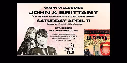***SOLD OUT*** WXPN Welcomes John & Brittany! April 11 at The Fallser Club