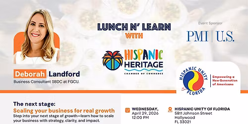Lunch-n-Learn: \u201cThe next stage: Scaling your business for real growth\u201d