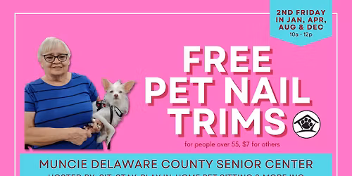 FREE Pet Nail Trims Dec. 12 at Muncie Delaware County Senior Center