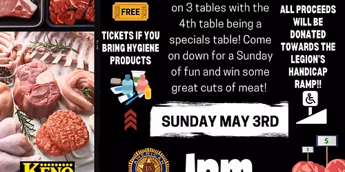 Meat raffle hosted by Post 184 Woman\u2019s Auxiliary! \ud83e\udd69