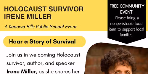 Community Event - Hear Holocaust Survivor - Irene Miller 
