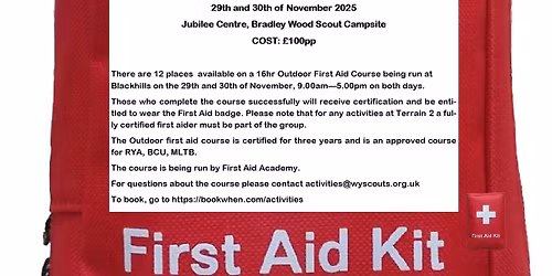 16 Hour Outdoor First Aid - November