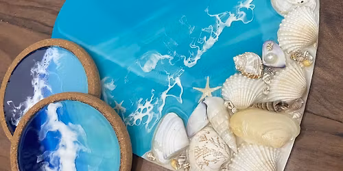 Resin Seascape Heart and Coasters