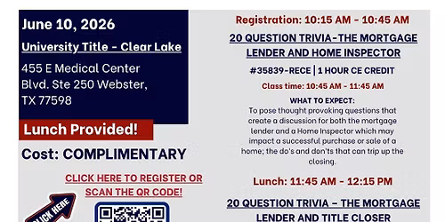 In Person \u2013 COMPLIMENTARY \u2013 2 CE Classes \u2013 June 10, 2026