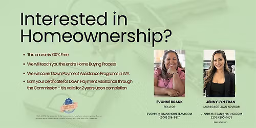 FREE First-Time Homebuyer Education Class: Down Payment Assistance in WA
