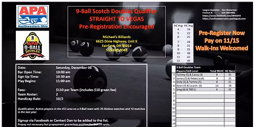 9 Ball Scotch Doubles Qualifier