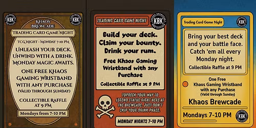 Trading Card Game Night Monday at Khaos Brewcade - 12\/15