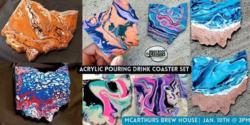 Ohio Drink Coasters Acrylic Pour | McArthurs Brew House