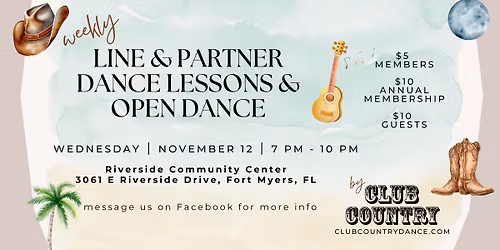 Weekly Line & Partner Dance Lessons & Open Dance!