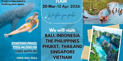 SEAsia Tour 2026 - Thailand | Bali | Singapore | Philippines | Vietnam Optional Dubai