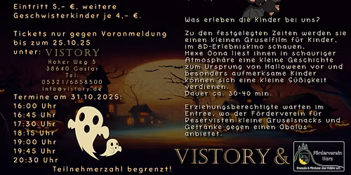 Halloween-Spa\u00df f\u00fcr Kinder zwischen 5-12 Jahren, im VISTORY Goslar