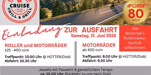 H\u00dcTTER-Ausfahrt am 13. Juni 2026