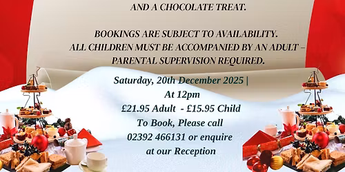 AFTERNOON TEA WITH SANTA-SAT 20TH DECEMBER-12PM