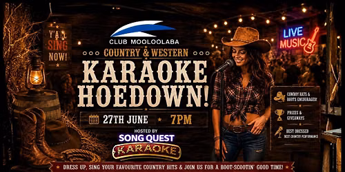 \ud83e\udd20 COUNTRY & WESTERN KARAOKE HOEDOWN at Club Mooloolaba \ud83c\udfa4
