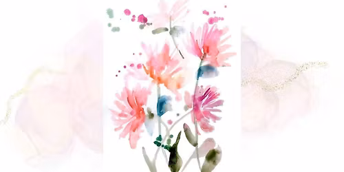 Pink Flowers Watercolor Painting Class