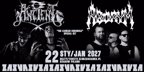 Ancient "The Cainian Chronicle" Special set + Aborym | 22\/01\/2027 | Krak\u00f3w, Klub Za\u015bcianek
