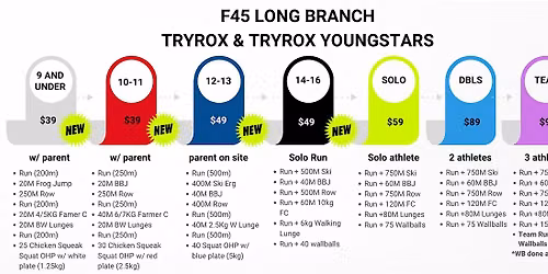 HYROX SIMULATION - "TRYROX" & "TRYROX YOUNGSTARS  - F45 LONG BRANCH TO