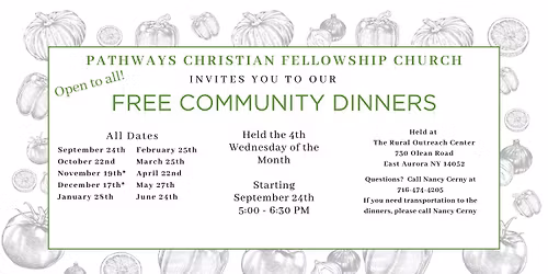 Free Community Dinners Hosted by Pathways Christian Fellowship at The ROC!