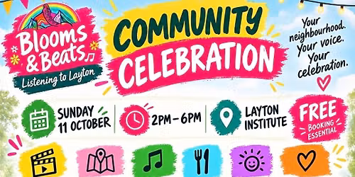 Blooms & Beats Community Celebration 🎉🌸🎶
Sunday 11 October
2pm–6pm