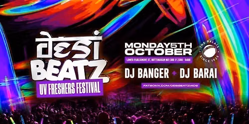 NTU ASOC : UV FRESHERS FESTIVAL! | THE PALAIS NOTTINGHAM