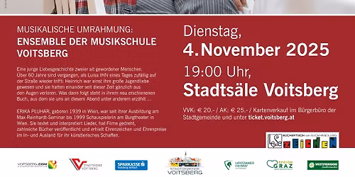 Lesung von Erika Pluhar \u201eSp\u00e4t aber doch\u201c