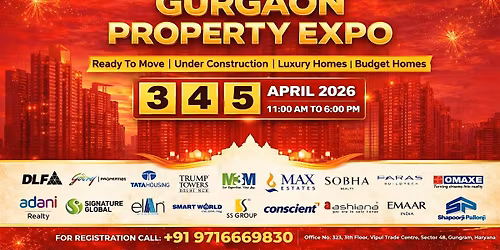 Gurugram Property Expo \u2014 RERA verified, zero brokerage, DLF, Godrej, Tata.
