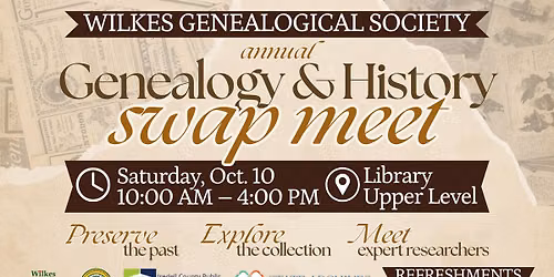 Second Annual Genealogy and History Swap Meet