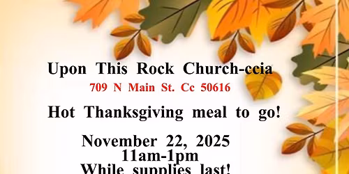 Hot meal to go!!! Reservation required.