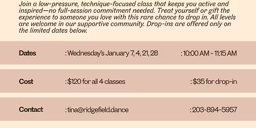 Drop-In: Adult Ballet at The Ridgefield School of Dance