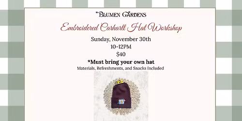 Embroidered Carhartt Hat Workshop