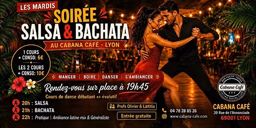 Ap\u00e9ro tapas |Apprenez \u00e0 danser salsa et bachata (d\u00e9butant) | Soir\u00e9e \u00e0 Lyon