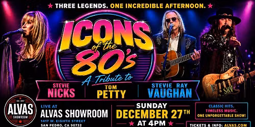 Tributes to Stevie Nicks, Tom Petty & Stevie Ray Vaughan Live at Alvas Showroom on December 27th!