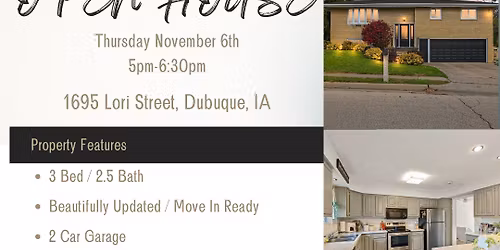 Open House 1695 Lori Street, Dubuque, IA.