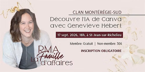 D\u00e9couvre l'IA de Canva avec Genevi\u00e8ve H\u00e9bert- Clan Mont\u00e9r\u00e9gie sud