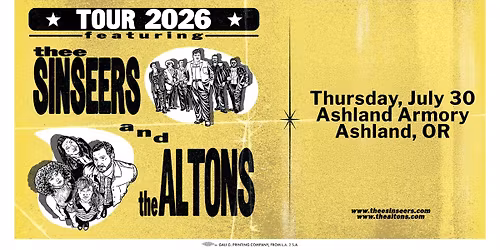 LATA & SOUL'D OUT PRESENT: THEE SINSEERS & THE ALTONS in ASHLAND