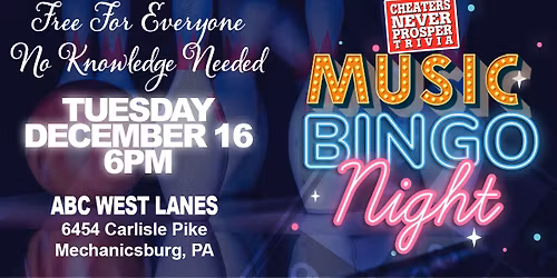 Music Bingo at ABC West Lanes & Lounge - Mechanicsburg